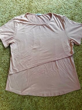 Soft Blush Short-Sleeve Layered Nursing Tee
